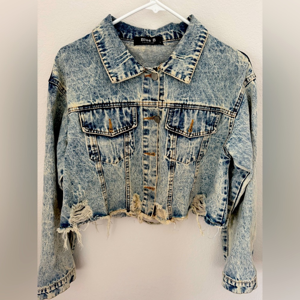 Blue B Distressed Denim Jean Jacket